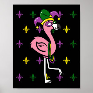 Mardi Gras Flamingo Carnival Parade Costuum Poster