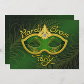 Mardi Gras Flat Uitnodiging (Voorkant / Achterkant)