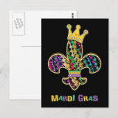 Mardi Gras Fleur Celebrate Briefkaart (Voorkant / Achterkant)