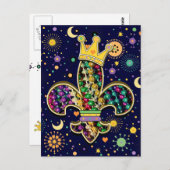 Mardi Gras Fleur Celebrate Briefkaart (Voorkant / Achterkant)