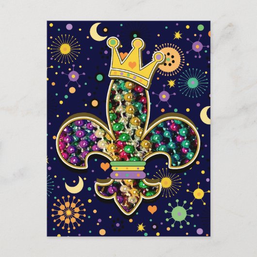 Mardi Gras Fleur Celebrate Briefkaart (Voorkant)