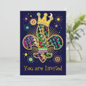 Mardi Gras Fleur Celebrate Kaart (Staand voorkant)