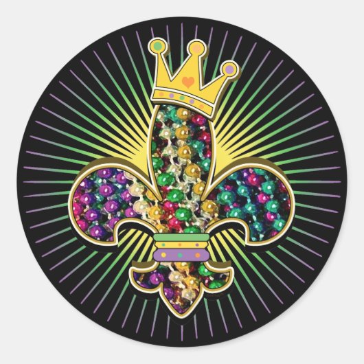 Mardi Gras Fleur Celebrate Ronde Sticker (Voorkant)