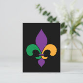 Mardi Gras Fleur de Lis Black Briefkaart (Staand voorkant)