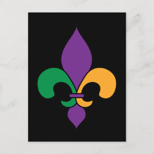 Mardi Gras Fleur de Lis Black Briefkaart