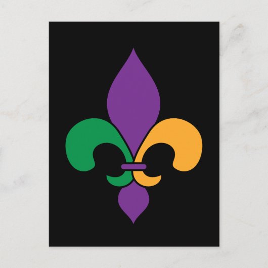 Mardi Gras Fleur de Lis Black Briefkaart (Voorkant)