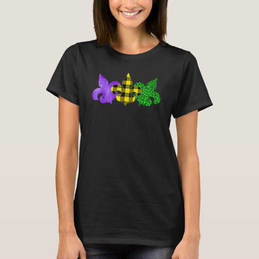 Mardi Gras Fleur de Lis Buffalo Play Leopard Loui T-shirt (Voorkant)