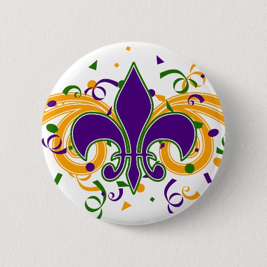 Mardi Gras Fleur-de-Lis Button (Voorkant)