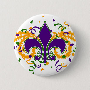 Mardi Gras Fleur-de-Lis Button