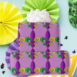 Mardi Gras Fleur de Lis Carnaval Paarse Groene Gif Cadeaupapier