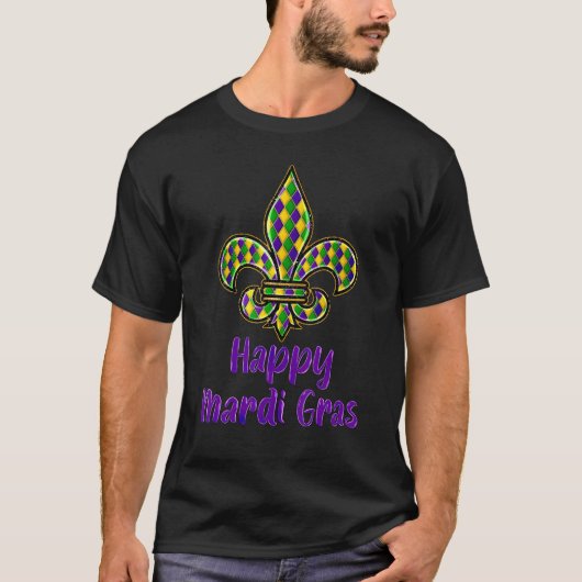 Mardi Gras Fleur De Lis Costume Shirt Carnaval Par (Voorkant)