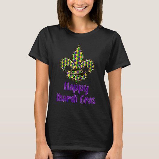 Mardi Gras Fleur De Lis Costume Shirt Carnaval Par (Voorkant)