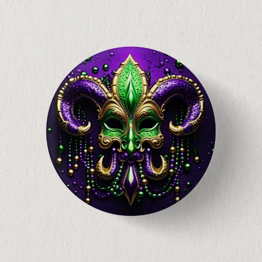 Mardi Gras Fleur De Lis Design Ronde Button 3,2 Cm (Voorkant)