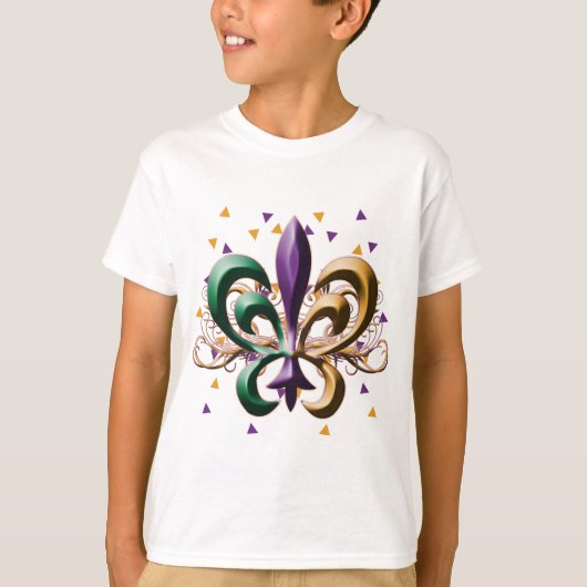 Mardi Gras Fleur de Lis Design T-shirt (Voorkant)