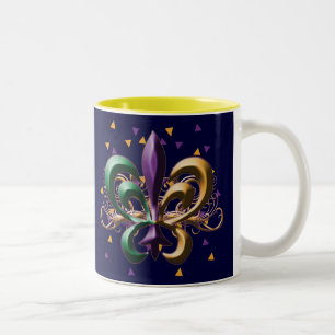 Mardi Gras Fleur de Lis Design Tweekleurige Koffiemok