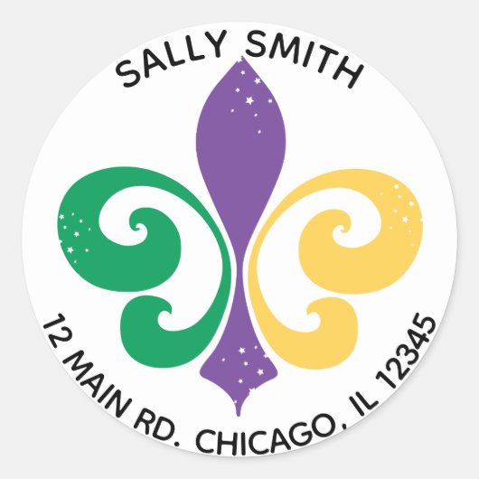 Mardi Gras Fleur De Lis Étiquette de adresse (Devant)