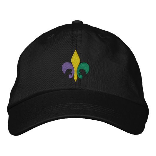 Mardi Gras ~ Fleur De Lis Geborduurde Pet (Voorkant)