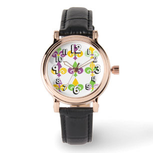 Mardi Gras Fleur de Lis Horloge
