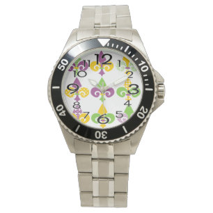 Mardi Gras Fleur de Lis Horloge