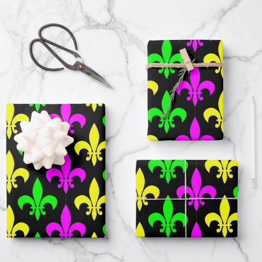 Mardi Gras Fleur De Lis Inpakpapier Vel (Voorkant)