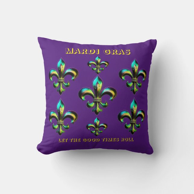 Mardi Gras Fleur De Lis Kussen (Voorkant)