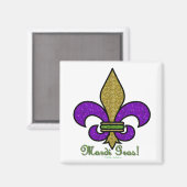 Mardi Gras Fleur De Lis Magnet coloré (Recto/Verso)