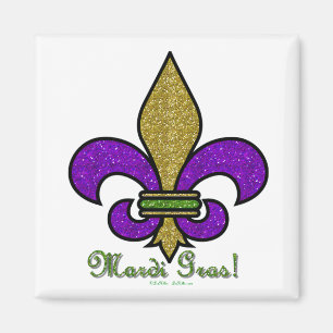 Mardi Gras Fleur De Lis Magnet coloré
