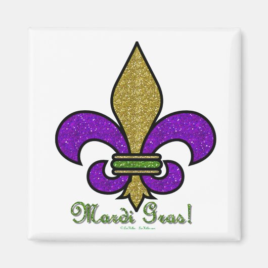 Mardi Gras Fleur De Lis Magnet coloré (Devant)