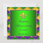 Mardi Gras Fleur De Lis Mardi Gras-feest Kaart (Achterkant)