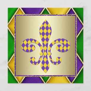 Mardi Gras Fleur De Lis Mardi Gras Party Kaart