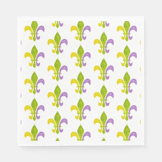 Mardi Gras Fleur de Lis op wit Servet (Voorkant)