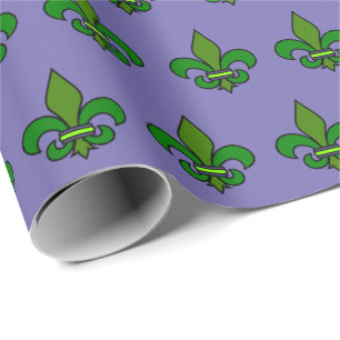 Mardi Gras Fleur de Lis Paarse en Groene Cadeaupap Cadeaupapier
