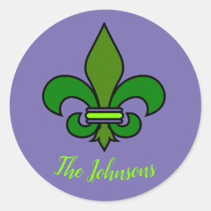 Mardi Gras Fleur de Lis Paarse en groene Stickers