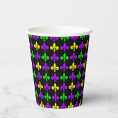 Mardi Gras Fleur de Lis Patroon Aangepaste Tekst Papieren Bekers (Achterkant)