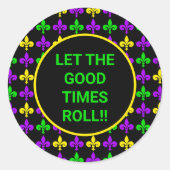 Mardi Gras Fleur de Lis Patroon Aangepaste Tekst Ronde Sticker (Voorkant)