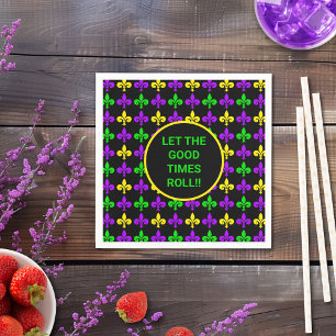 Mardi Gras Fleur de Lis Patroon Aangepaste Tekst Servet