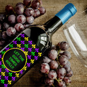 Mardi Gras Fleur de Lis Patroon Aangepaste Tekst Wijn Etiket