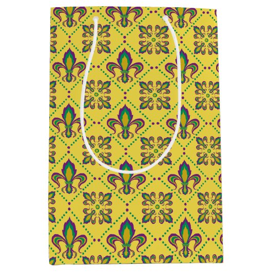 Mardi Gras Fleur De Lis Pattern Medium Cadeauzakje (Voorkant)