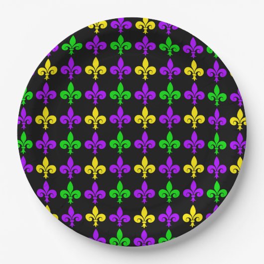 Mardi Gras Fleur de Lis Pattern Papieren Bordje (Voorkant)