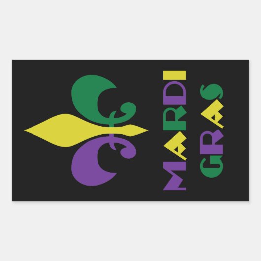 Mardi Gras ~ Fleur De Lis Rechthoekige Sticker (Voorkant)