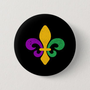 Mardi Gras Fleur De Lis Ronde Button 5,7 Cm