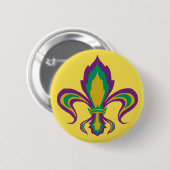 Mardi Gras Fleur De Lis Ronde Button 5,7 Cm (Voorkant /achterkant)