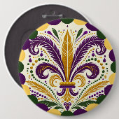 Mardi Gras fleur-de-lis Ronde Button 6,0 Cm (Voorkant /achterkant)