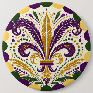Mardi Gras fleur-de-lis Ronde Button 6,0 Cm