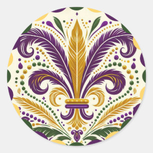Mardi Gras fleur-de-lis Ronde Sticker