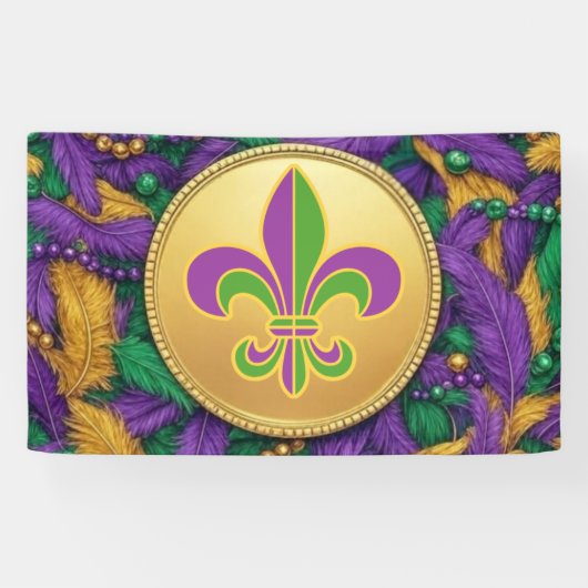 Mardi Gras Fleur de lis Spandoek (Horizontaal)