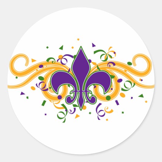 Mardi Gras Fleur-de-Lis Sticker (Voorkant)