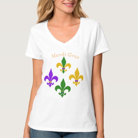 Mardi Gras Fleur de Lis T-Shirt (Voorkant)