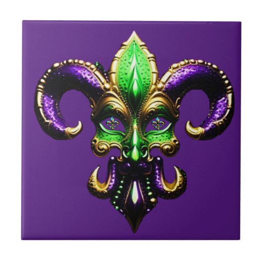 Mardi Gras Fleur De Lis Tegeltje (Voorkant)