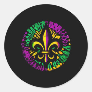 Mardi Gras Fleur De Lis Tie Dye Mannen Vrouwen Car Ronde Sticker